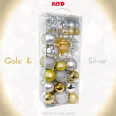 RN'D Christmas Snowflake Ball Ornaments - Christmas Hanging Silver and Gold Snowflake and Ball Ornament Assortment Set with Hooks