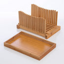 Homiu Bamboo Bread Cutter with Guide Foldable Loaf Slicer for Homemade Loaves, Cakes, Natural Bamboo Adjustable Thickness Design