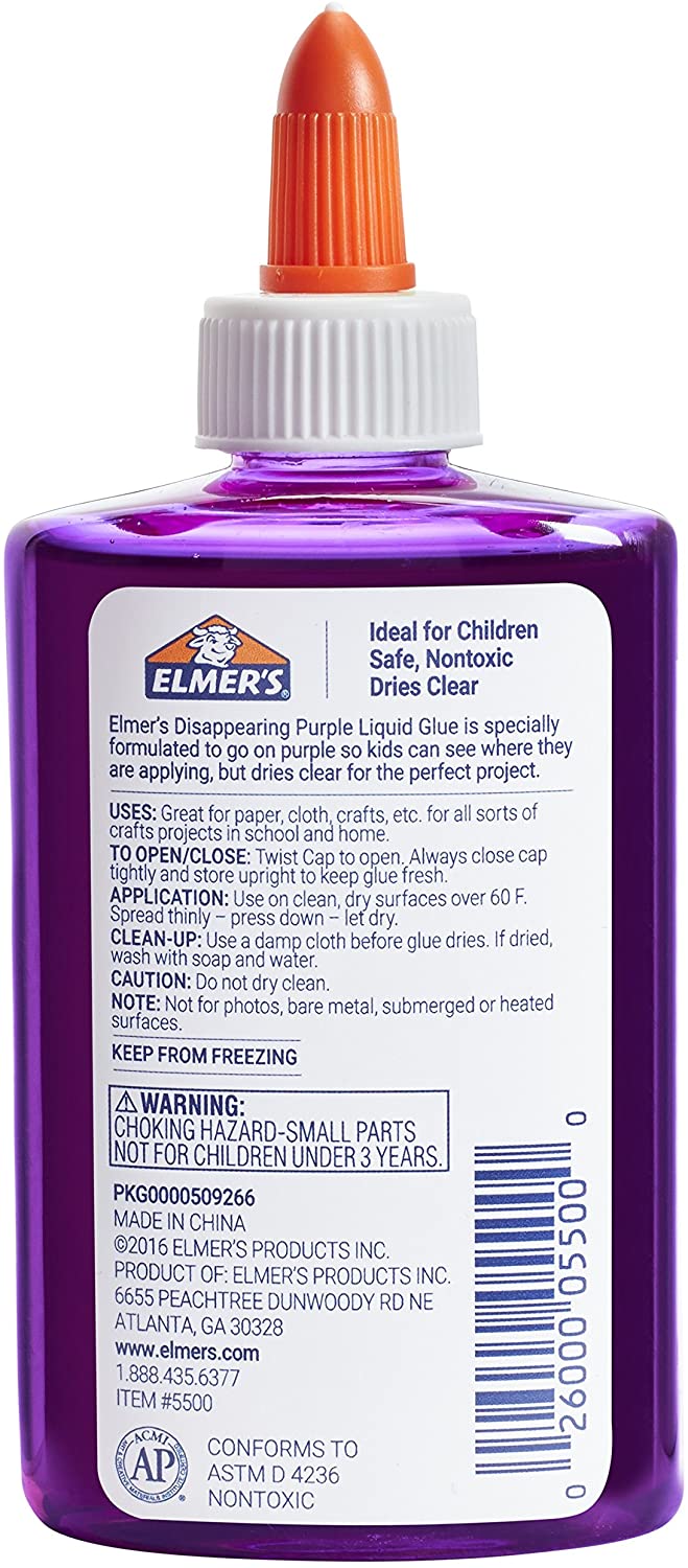 Elmer Kids Childrens School Glue, Purple, Washable, White, Safe, Non-Toxic, NEW