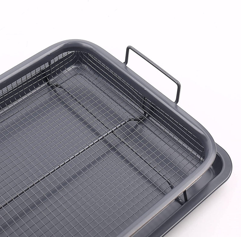 Homiu Rectangle Crisper Tray Set Non-Stick BBQ Oven Mesh Baking Tray Chips Set