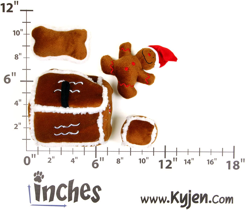 Outward Hound Kyjen Gingerbread House Squeaking Puzzle Plush Dog Toy Holiday and Christmas Dog Toys, Large