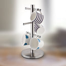 Homiu Mug Tree 6 Cup Holder Stainless Steel Silver Kitchen Towel Paper Roll