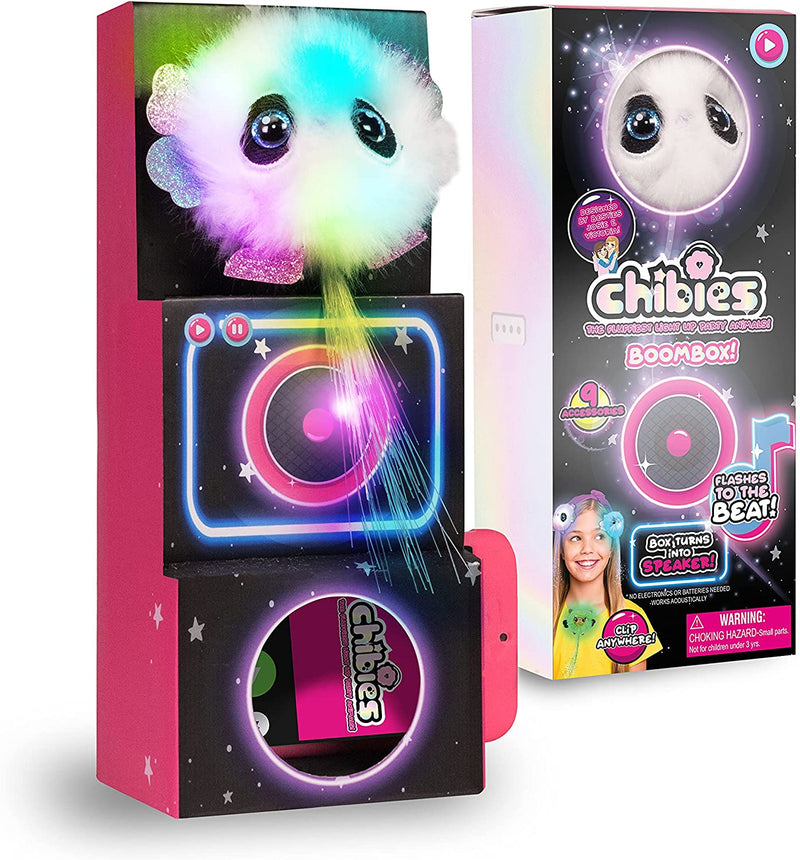 CHIBIES Boom Box - Ava | Cute Fluffy Party Pets That Flash to the Beat of Music | Interactive Animal Soft Toy Characters