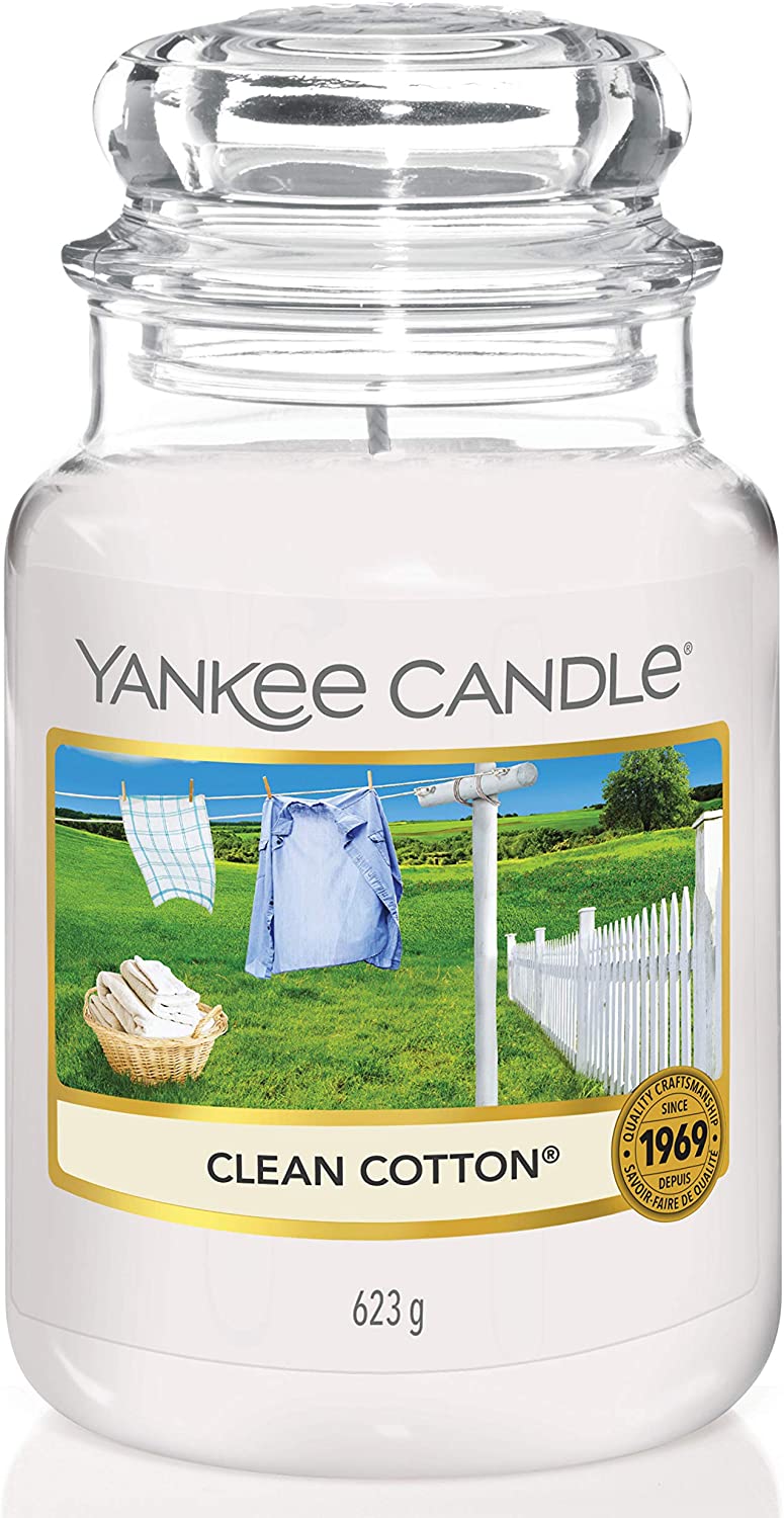Yankee Candle Scented Candle | Clean Cotton Large Jar Candle | Burn Time: Up to 150 Hours