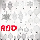 RN'D Christmas Snowflake Ball Ornaments - Christmas Hanging Silver and White Snowflake and Ball Ornament Assortment Set with Hooks