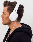 Vibe FLI Over-Ear Foldable Headphones with In-Line Microphone - White