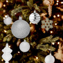RN'D Christmas Snowflake Ball Ornaments - Christmas Hanging Silver and White Snowflake and Ball Ornament Assortment Set with Hooks