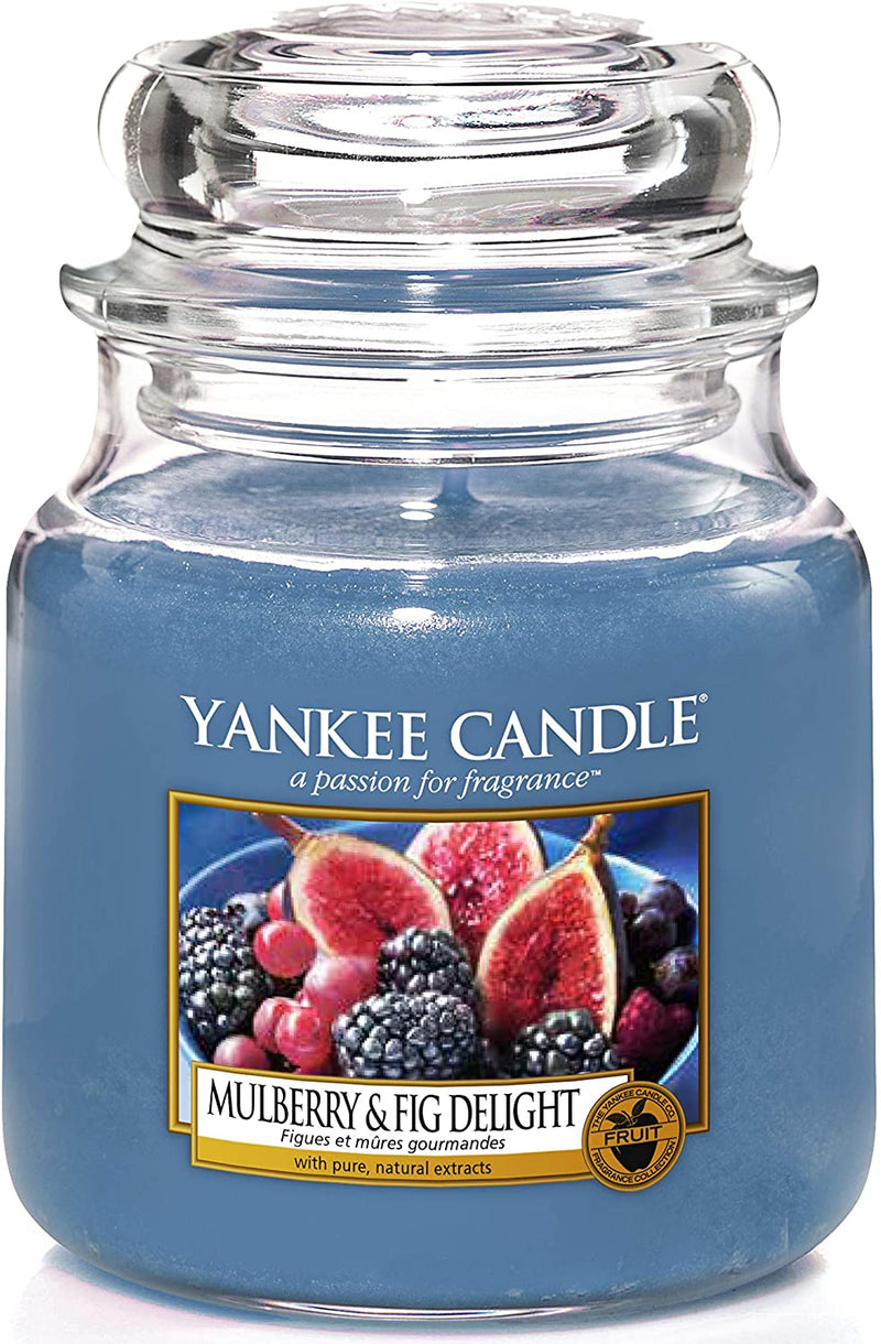 Yankee Candle Scented Candle | Mulberry and Fig Delight Medium Jar Candle| Burn Time: Up to 75 Hours