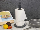 Homiu Paper Towel Holder Marble Black or White Kitchen Roll Stand Freestanding (Black)