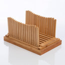 Homiu Bamboo Bread Cutter with Guide Foldable Loaf Slicer for Homemade Loaves, Cakes, Natural Bamboo Adjustable Thickness Design