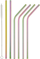 Homiu Forever Straws Includes Cleaning Brush Stainless Steel (Rainbow, 4 Bent + 2 Straight)