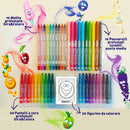 NEW Crayola Silly Scents 60 Piece Pack Slim Wax Markers Twistable No Need To Sharpen Pencils & Crayons