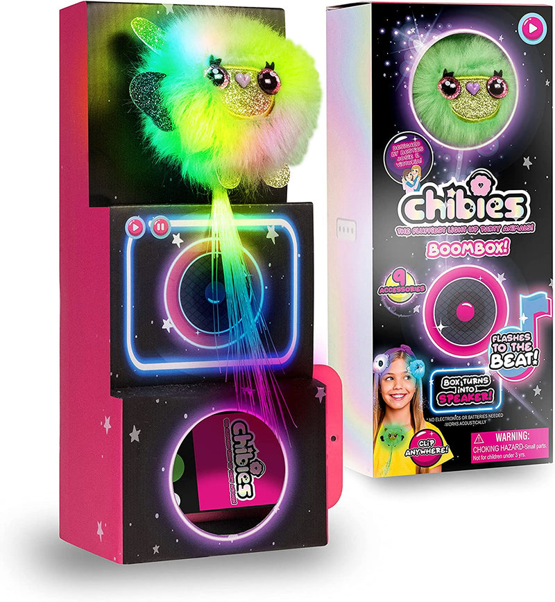 CHIBIES Boom Box - Billi | Cute Fluffy Party Pets That Flash to the Beat of Music | Interactive Animal Soft Toy Characters