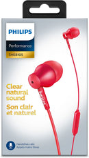 Philips In-Ear Headphones with Microphone, 8.6 mm Driver, Semi-closed System Red