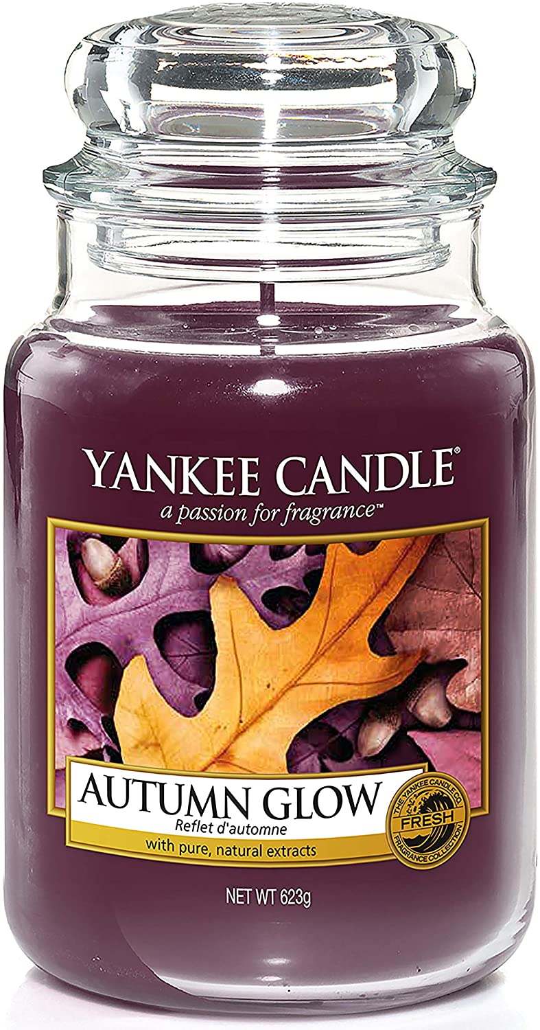 Yankee Candle Scented Candle Autumn Glow Large Jar Candle Home Light Scents Red