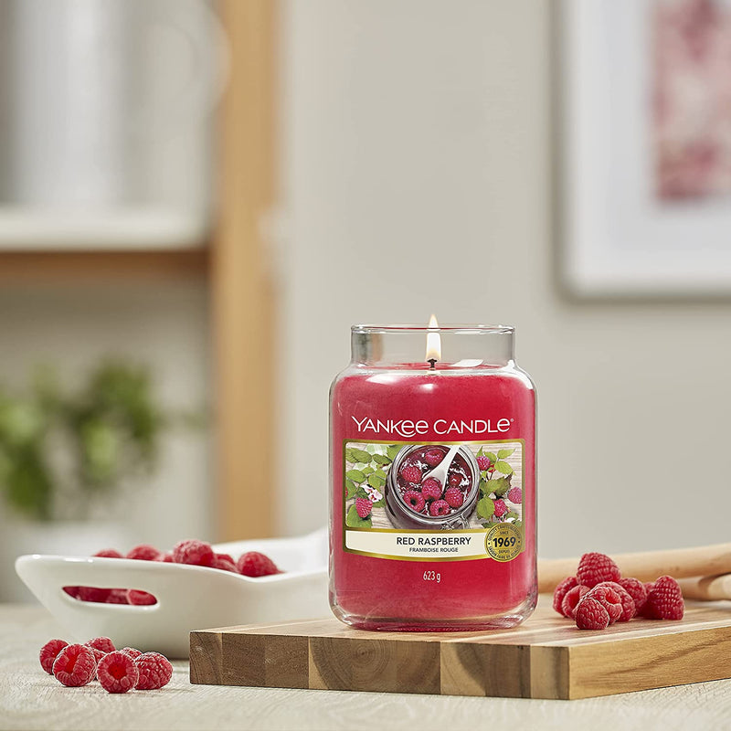 Yankee Candle Scented Candle | Red Raspberry Large Jar Candle | Burn Time: Up to 150 Hours