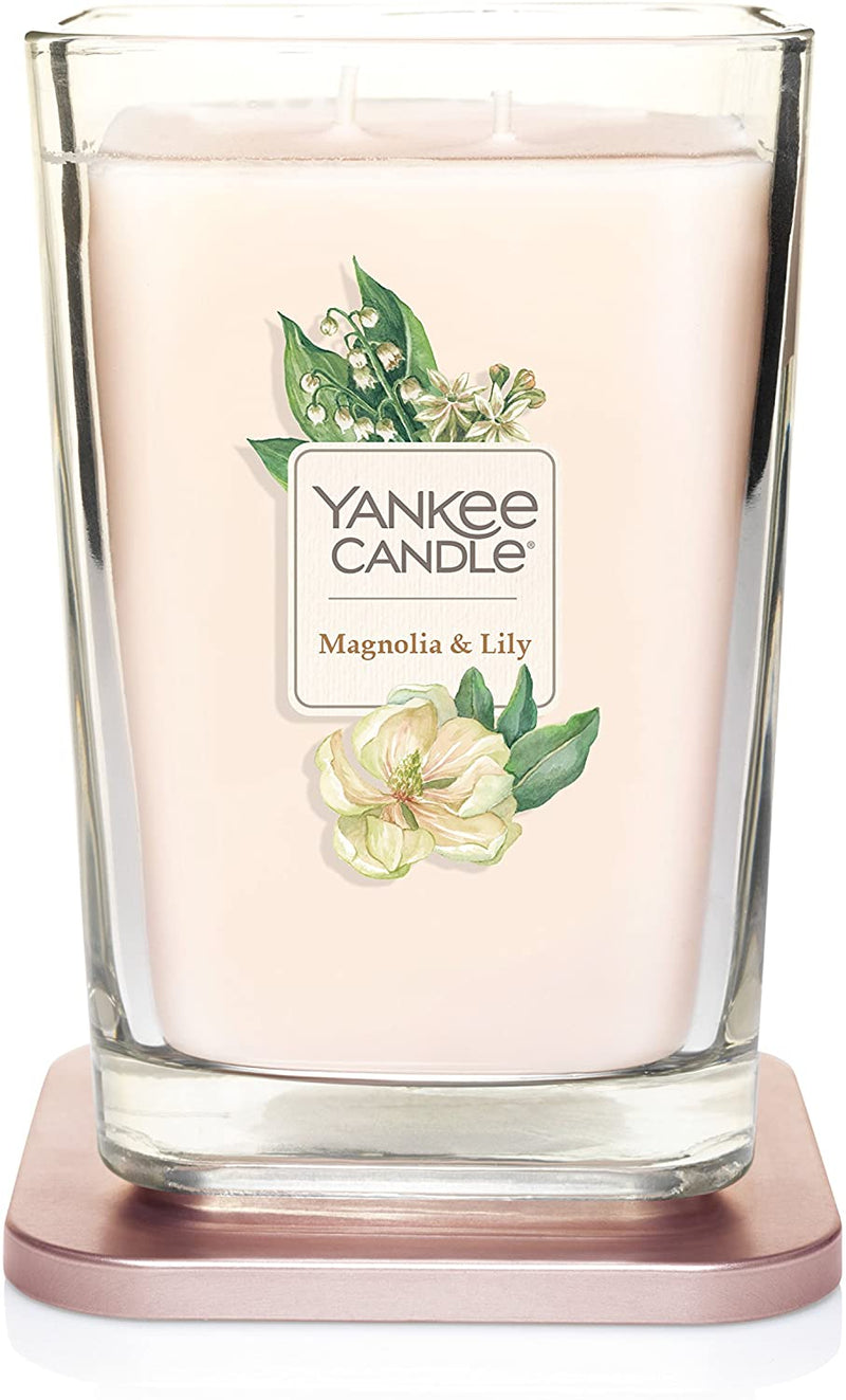 Yankee Candle Elevation Collection with Platform Lid Magnolia & Lily Scented Candle, Large 2-Wick