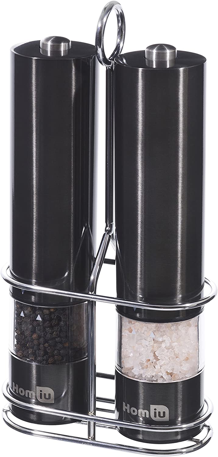 Homiu Stainless Steel Salt and Pepper Mill Stand