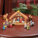 Fun Express Mini Christmas Nativity Set Stable with Jesus Mary Joseph Wisemen - 9 Pieces Red, Blue, Green, Beige, Brown