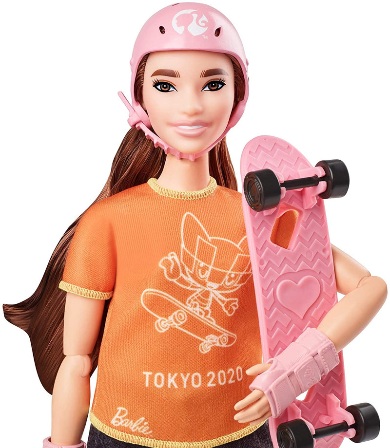 Barbie Doll, Olympic Games skateboarder doll, sport uniforms, Fun play