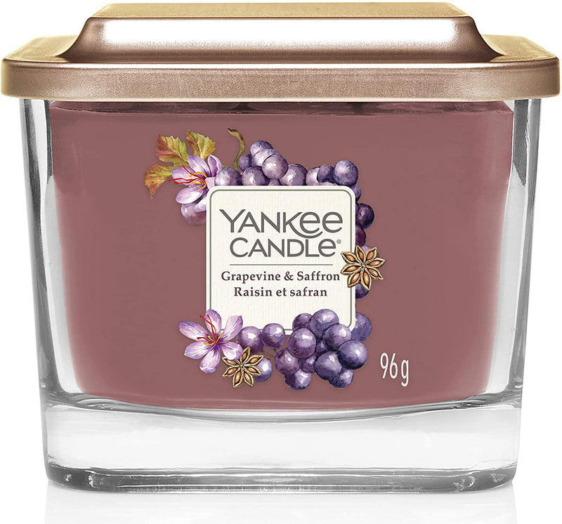 Yankee Candle Wick Square Scented Candle, Wax, Grapevine & Saffron, Small