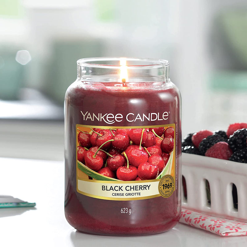 Yankee Candle Scented Candle | Black Cherry Large Jar Candle | Burn Time: Up to 150 Hours