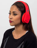 Vibe FLI Over-Ear Foldable Headphones with In-Line Microphone - Red