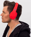 Vibe FLI Over-Ear Foldable Headphones with In-Line Microphone - Red