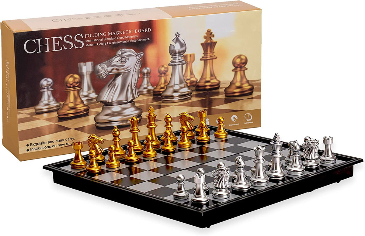 Big Mo's Toys Magnetic Travel Chess Set - Folding Board With Storage, Portable Game For Kids & Adults - View #2