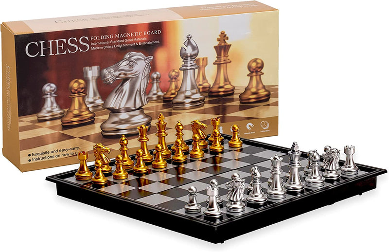 Magnetic Travel Chess Set with Board That Becomes A Storage Compartment – Great Travel Toy Set by Big Mo’s Toys