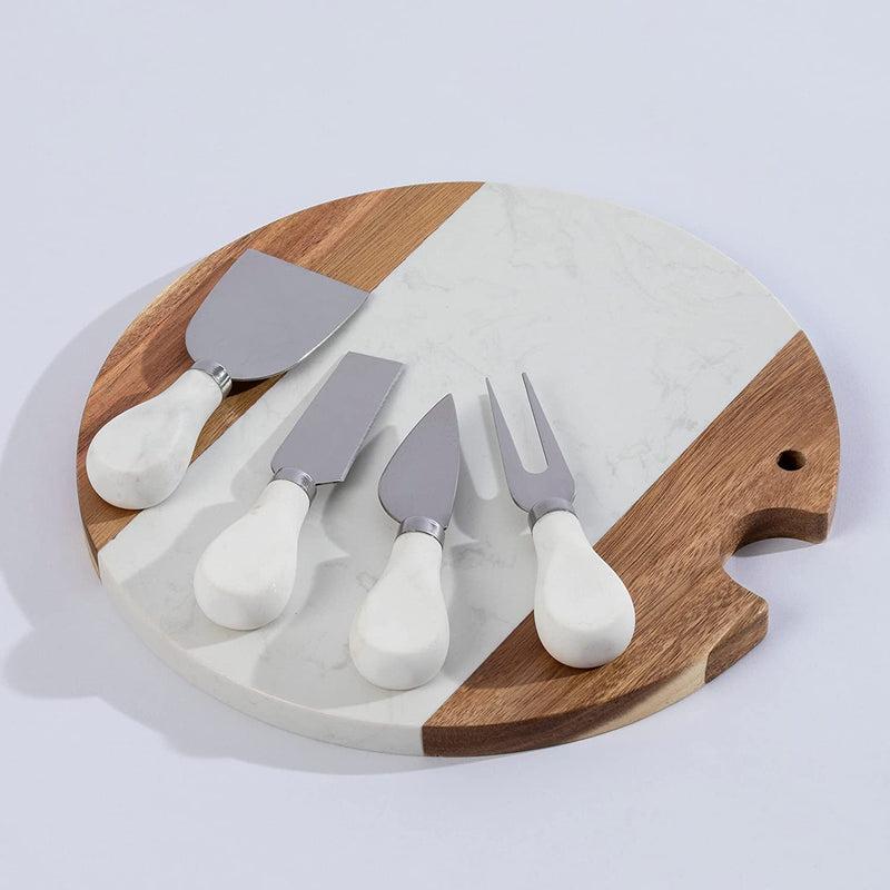 Homiu Cheese board with cheese knife and fork set