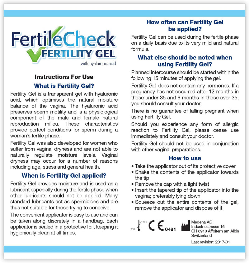 Fertile Check Fertility Friendly Gel, 6 Pre-Filled Lubricant in Applicators, For Use When Trying To Conceive