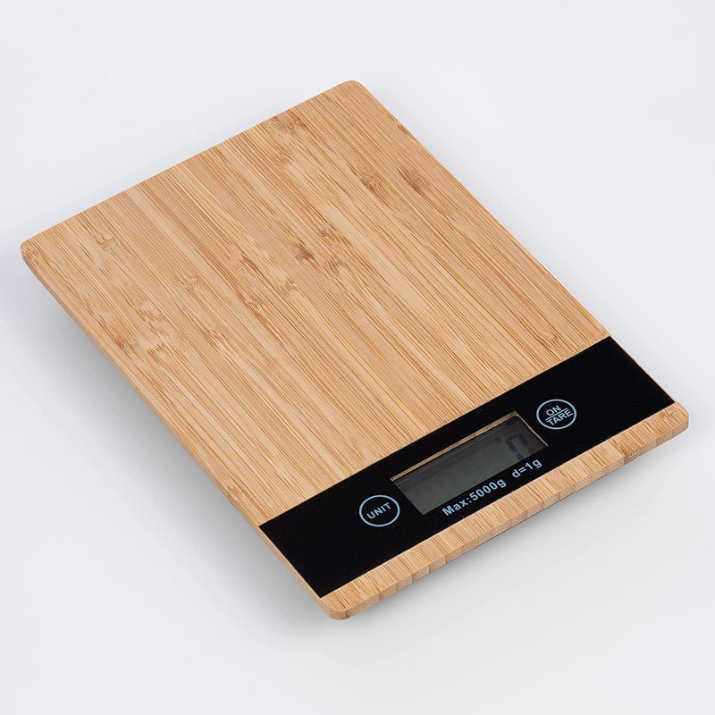 Homiu Digital Kitchen Scales Natural Bamboo Premium Food Scales Accurate to 1g, Electronic Baking and Cooking Scale Brown