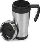 Homiu Travel Mug Vacuum Insulated Sleek Design (Brushed Steel 450ml)