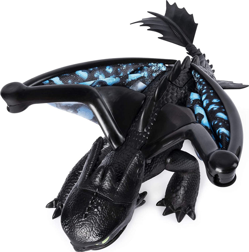 Dreamworks Dragons Toothless Deluxe Dragon with Lights and Attack Sounds, Pop-Open Wings for Kids Aged 4 and Up (Styles Vary)