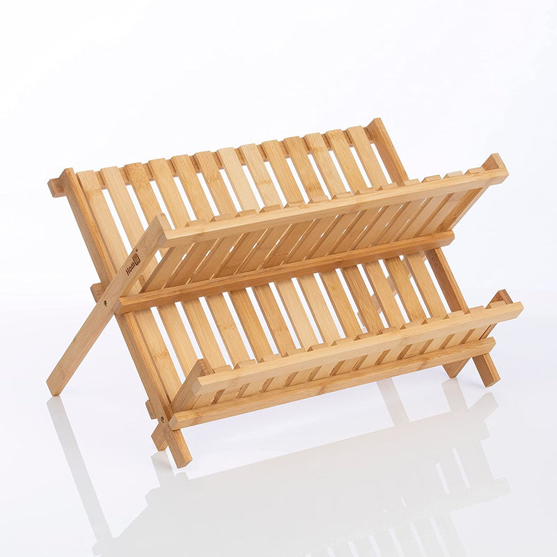 Bamboo Dish Drainer Drying Rack with Extender Tray Section Kitchen Accessories and Home Gifts