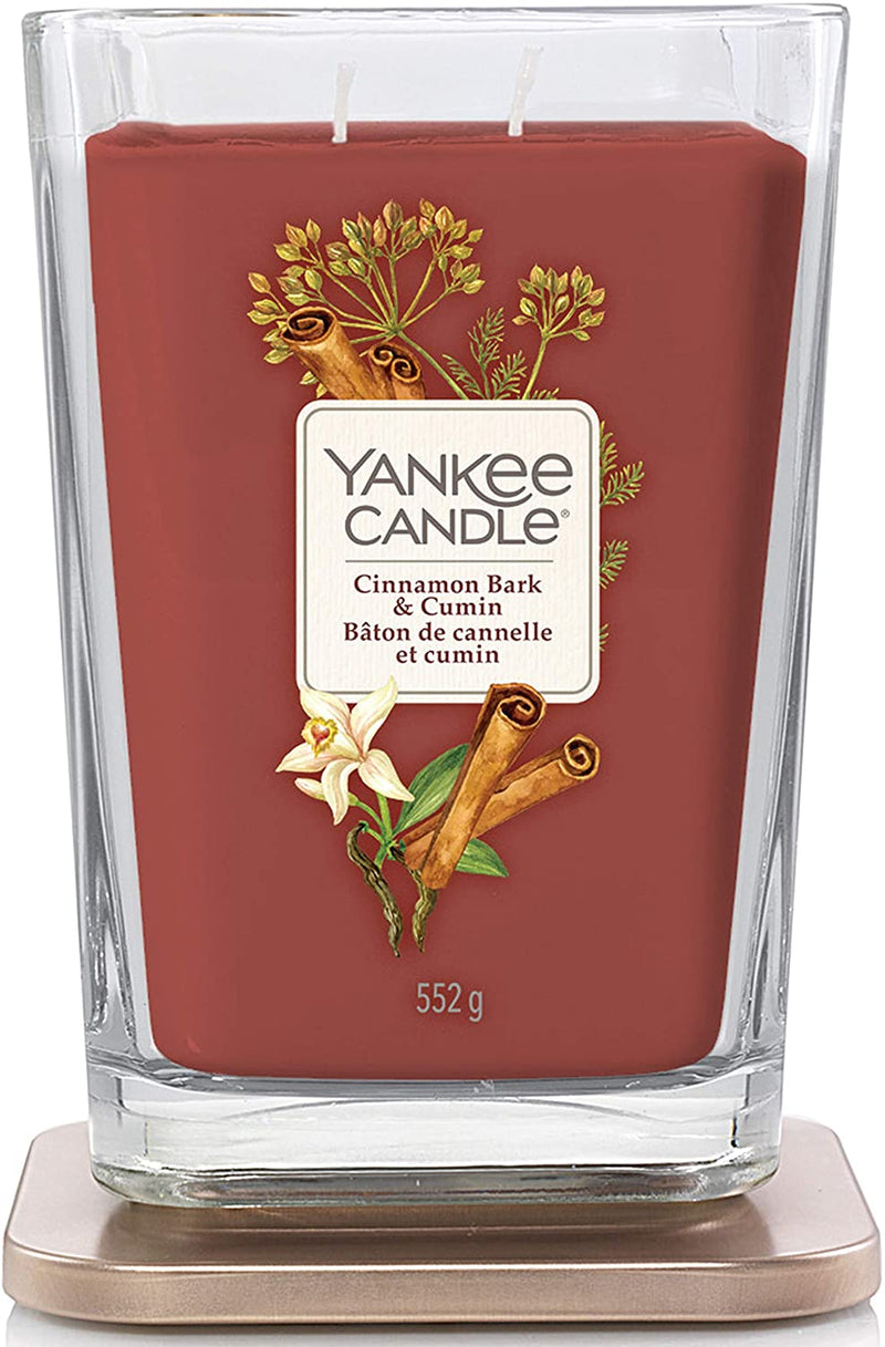 Yankee Candle Elevation Collection with Platform Lid Cinnamon Bark & Cumin Scented Candle, Large 2-Wick
