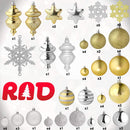 RN'D Christmas Snowflake Ball Ornaments - Christmas Hanging Silver and Gold Snowflake and Ball Ornament Assortment Set with Hooks