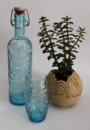 Bormioli Rocco 320269-MQD Oriental Glass Bottle, 1 L, Blue