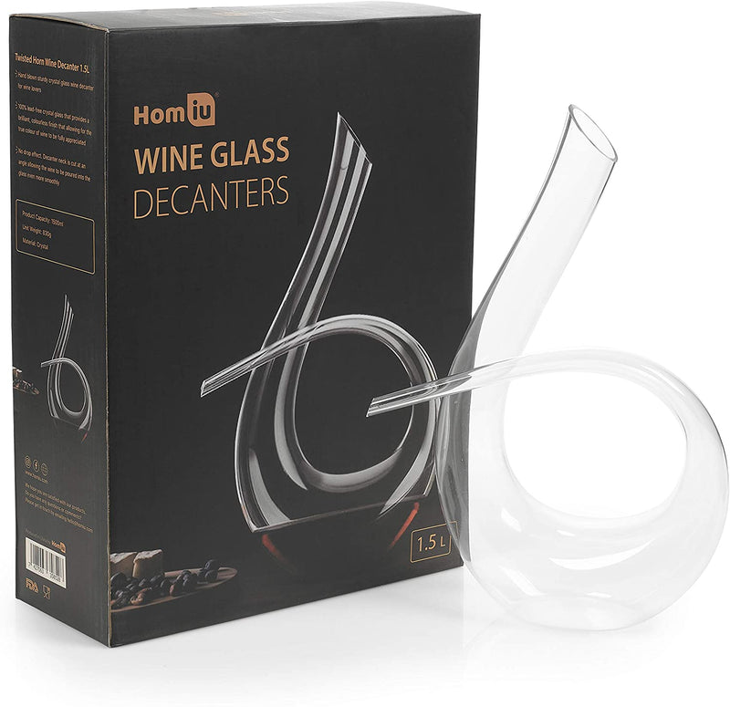 Homiu Twisted Horn Wine Decanter 1.5L Modern Contemporary Design Aerator Carafe