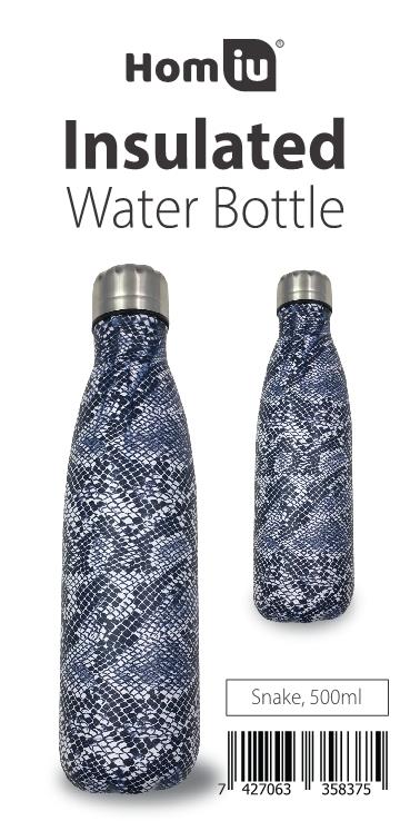 Homiu Water Bottle Print Design Insulated Double Walled Hot or Cold Stainless Steel Vacuum Flask Reusable (Snake 500ml)