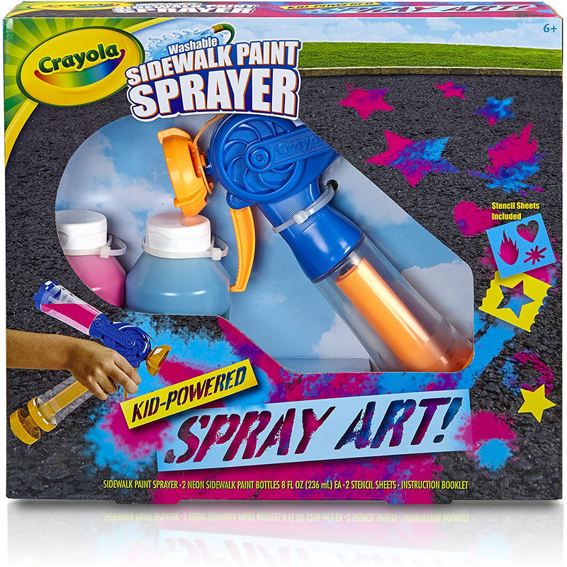 Crayola Washable Sidewalk Paint Sprayer Kit Outdoor Art Gift for Kids 6 & Up,  Outdoor Art, Washes Away Easily