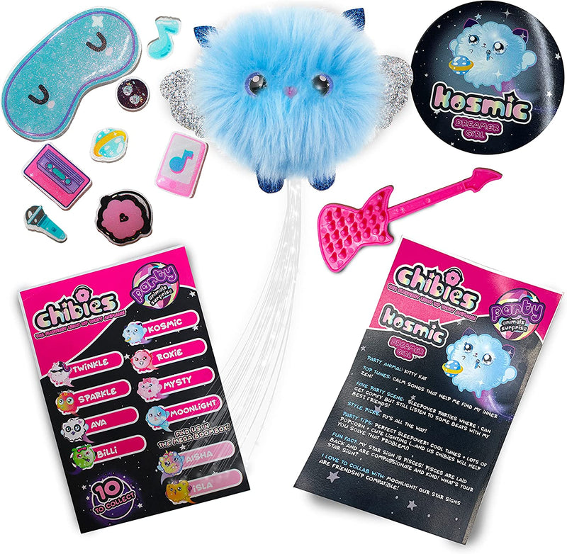 CHIBIES Boom Box - Kosmic | Cute Fluffy Party Pets That Flash to the Beat of Music | Interactive Animal Soft Toy Characters