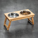 Bamboo Pet Feeding Station, Raised Cat and Dog Bowls with Stand and Adjustable Legs