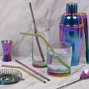 Homiu Stainless Steel Rainbow Straw Forever 4 Pack Includes Cleaning Brush