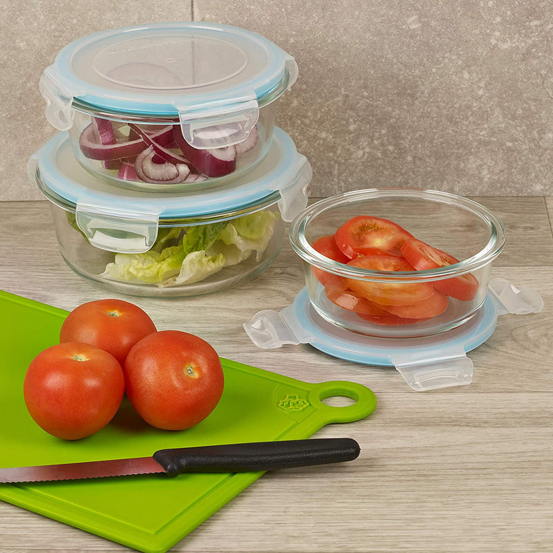 Homiu  Round Glass Container Food Storage Sets with Lids 6 piece set