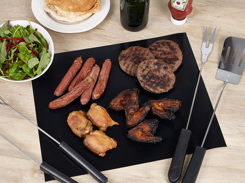 Homiu BBQ set of 3 Grill Mats Heat Resistant Non-Stick Reusable; Works On Electric, Gas, Charcoal