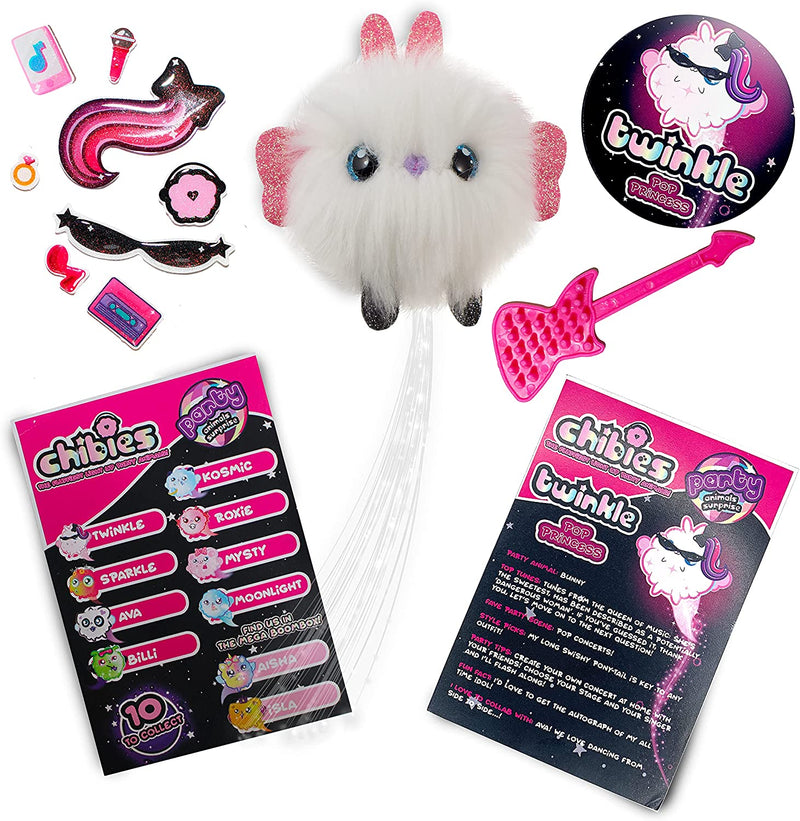 CHIBIES Boom Box - Twinkle | Cute Fluffy Party Pets That Flash to the Beat of Music | Interactive Animal Soft Toy Characters