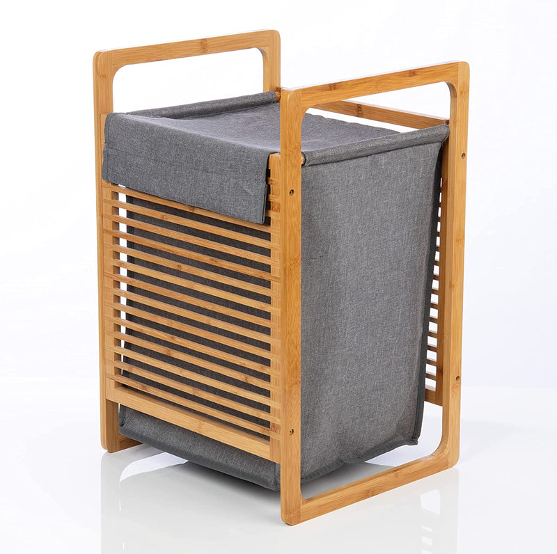 Homiu Utility Basket Bamboo and Heavy Duty Cotton Laundry
