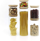 Homiu Food Storage Containers with Airtight Bamboo Lids Glass Set of 6 Jars